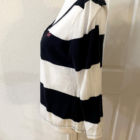 GILLY HICKS SYDNEY striped crop top tee, Blk/Wht Size L - Picture 3 of 5